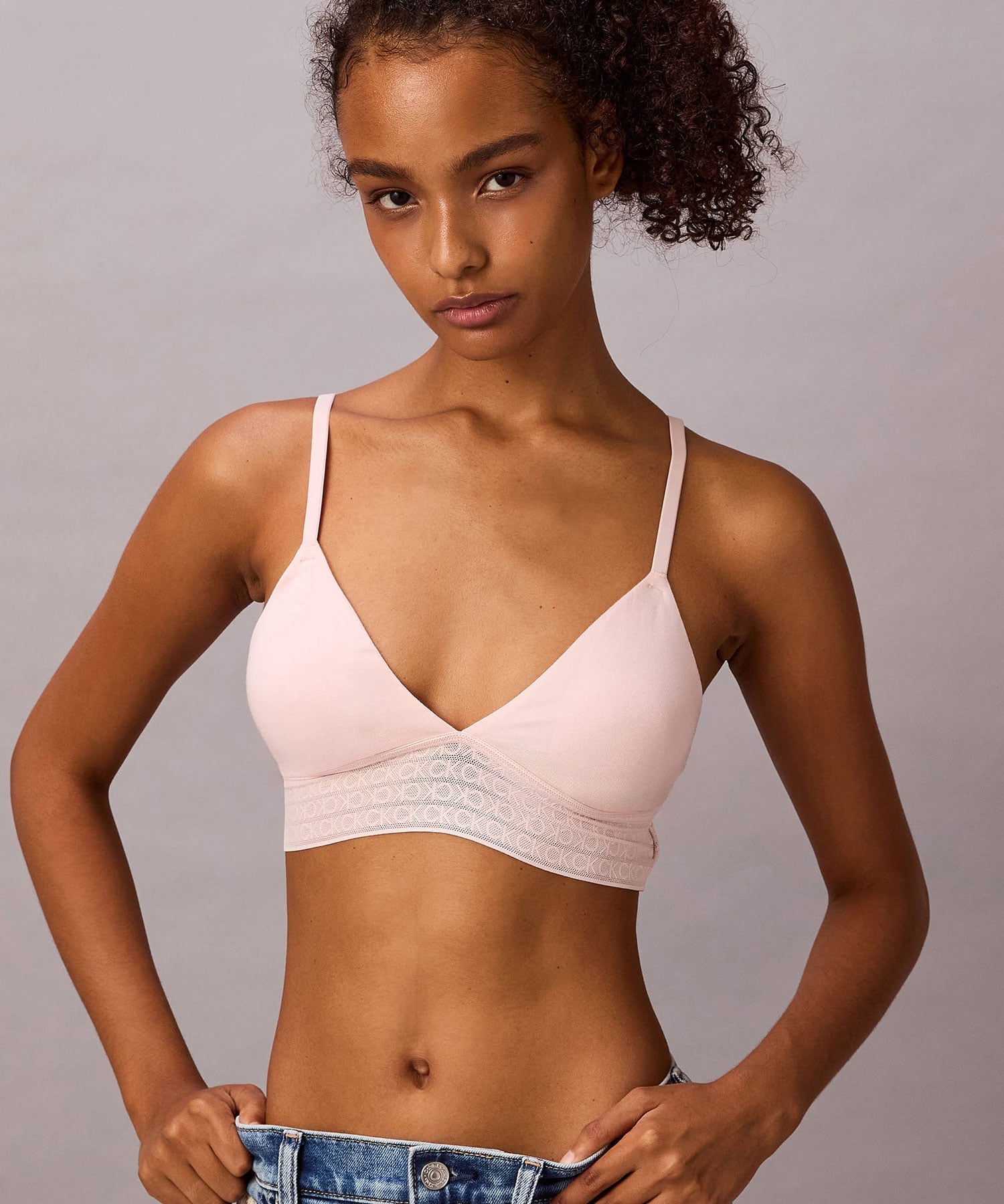 Бюстгальтер-треугольник Lightly Line, нижнее белье QP3461O Calvin Klein, NYMPHS THIGH