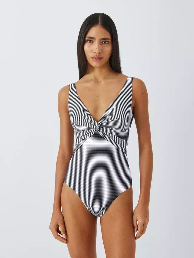 

Купальник John Lewis St Tropez Stripe Twist Front, темно-синий