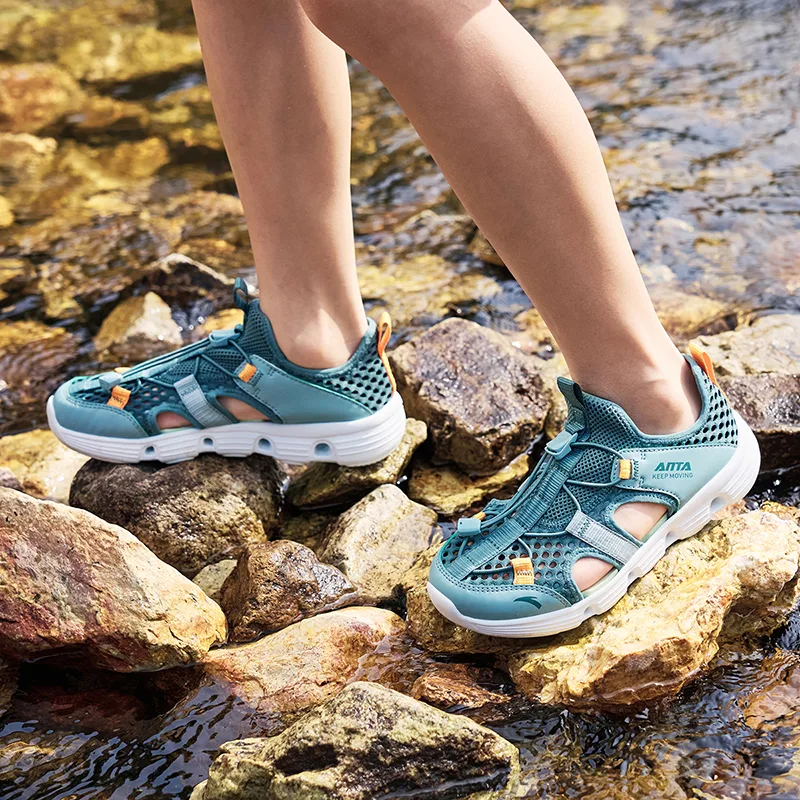 Antakids Детские сандалии low top с антискользящей подошвой, дышащие, быстросохнущие, легкие, амортизирующие, бирюзовые — фото 3