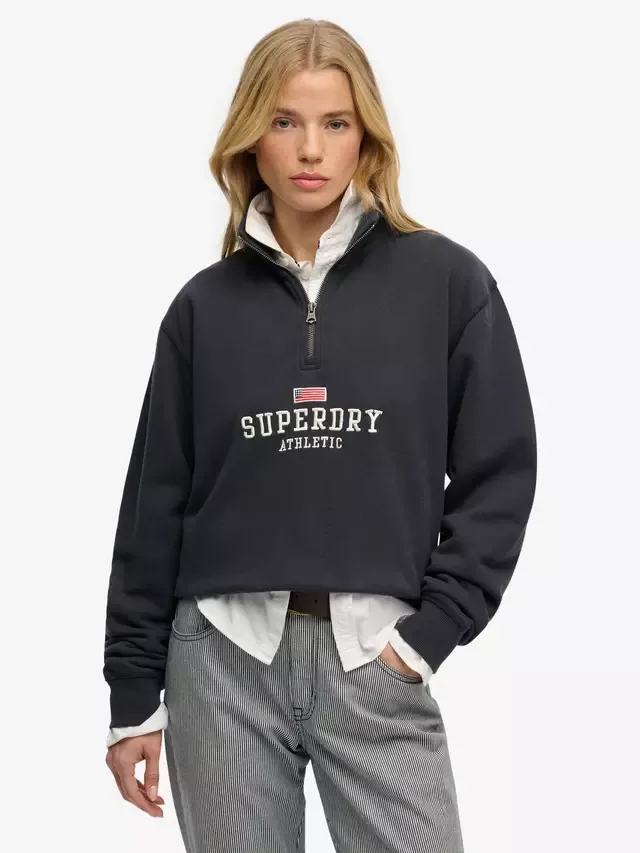 Спортивная толстовка Athletic Essentials с графическим принтом и застежкой-молнией до середины груди, цвет Eclipse Navy Superdry