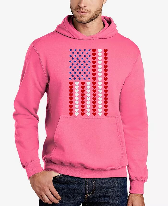 

Heart Flag - Мужская толстовка с капюшоном Word Art LA Pop Art, розовый