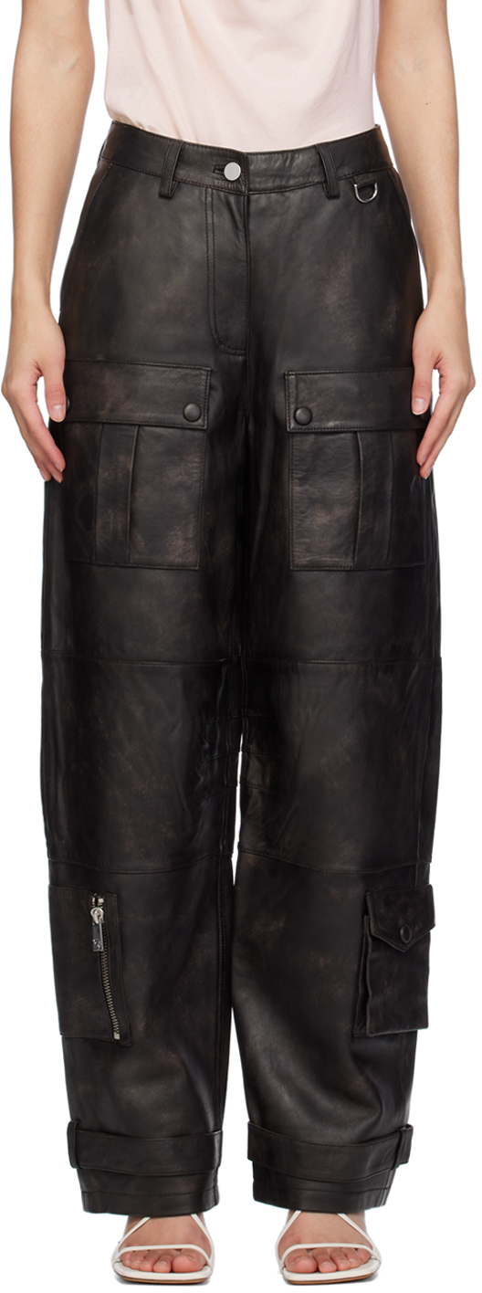 

Эксклюзивные коричневые кожаные брюки SSENSE REMAIN Birger Christensen