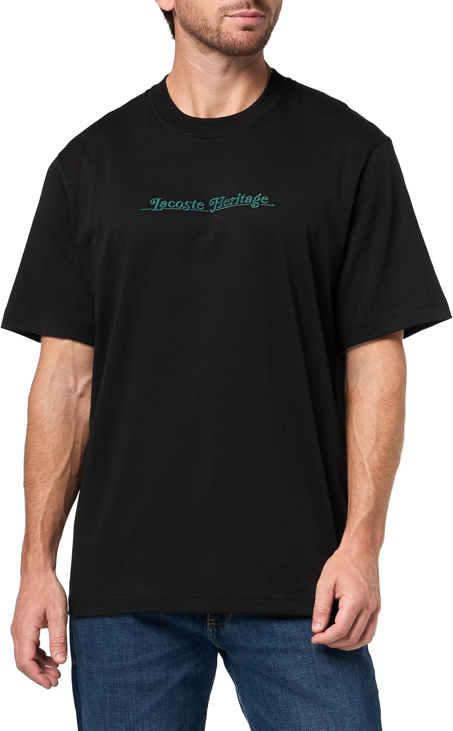 

Мужская хлопковая футболка Lacoste с вышивкой, Black, Черный, Мужская хлопковая футболка Lacoste с вышивкой, Black