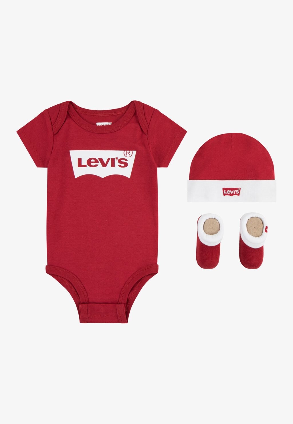 

Подарок на рождение BATWING ONESIE HAT BOOTIE UNISEX SET Levi's, цвет levi's red