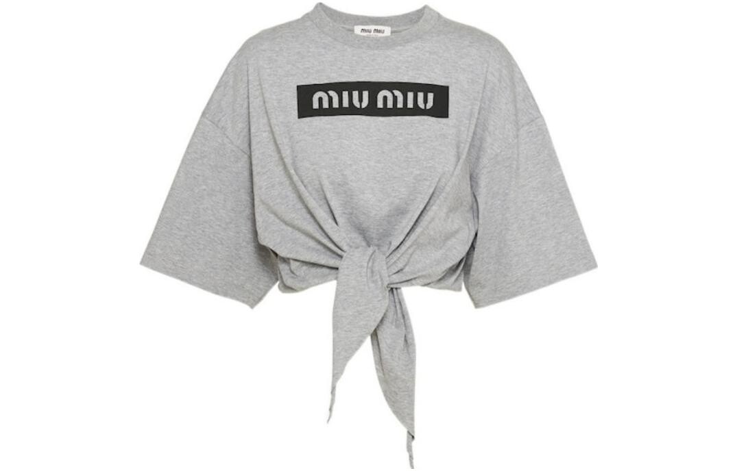

Укороченный топ Miu Miu, серый