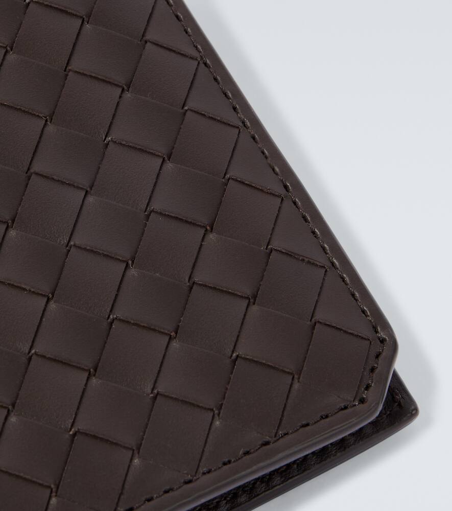 Кожаный бумажник bifold intreccio Bottega Veneta, Fondant-Silver — фото 4