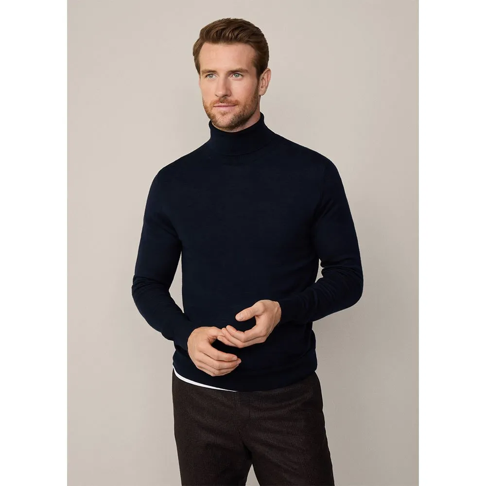 

Свитер Hackett Merino Silk Roll high neck, синий