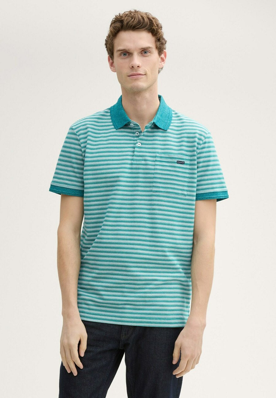 

Поло TOM TAILOR Polo shirt, Green White Irregular Stripe/Green