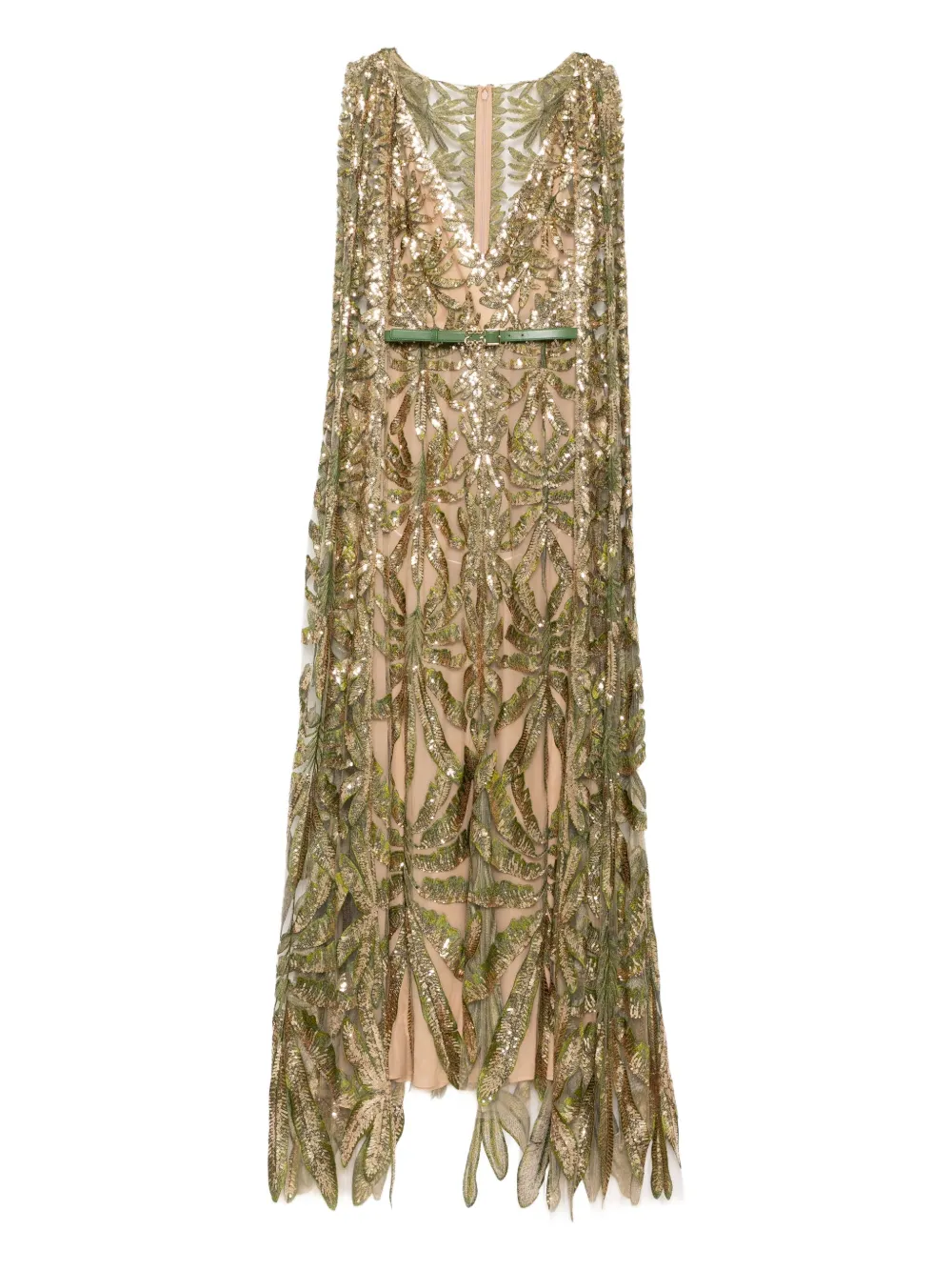 

Длинное платье из тюля с вышивкой Elie Saab, нейтральный