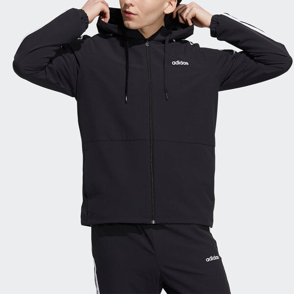 Куртка Men's adidas neo Ce 3s Wndbrk Casual Sports Stripe Hooded Jacket Black, черный — фото 2