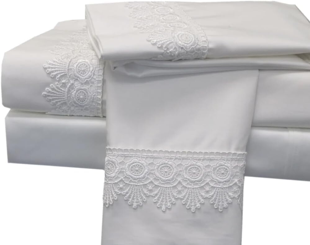 

Комплект постельного белья Sheetsnthings Made in USA Queen Size Alejandra, белый