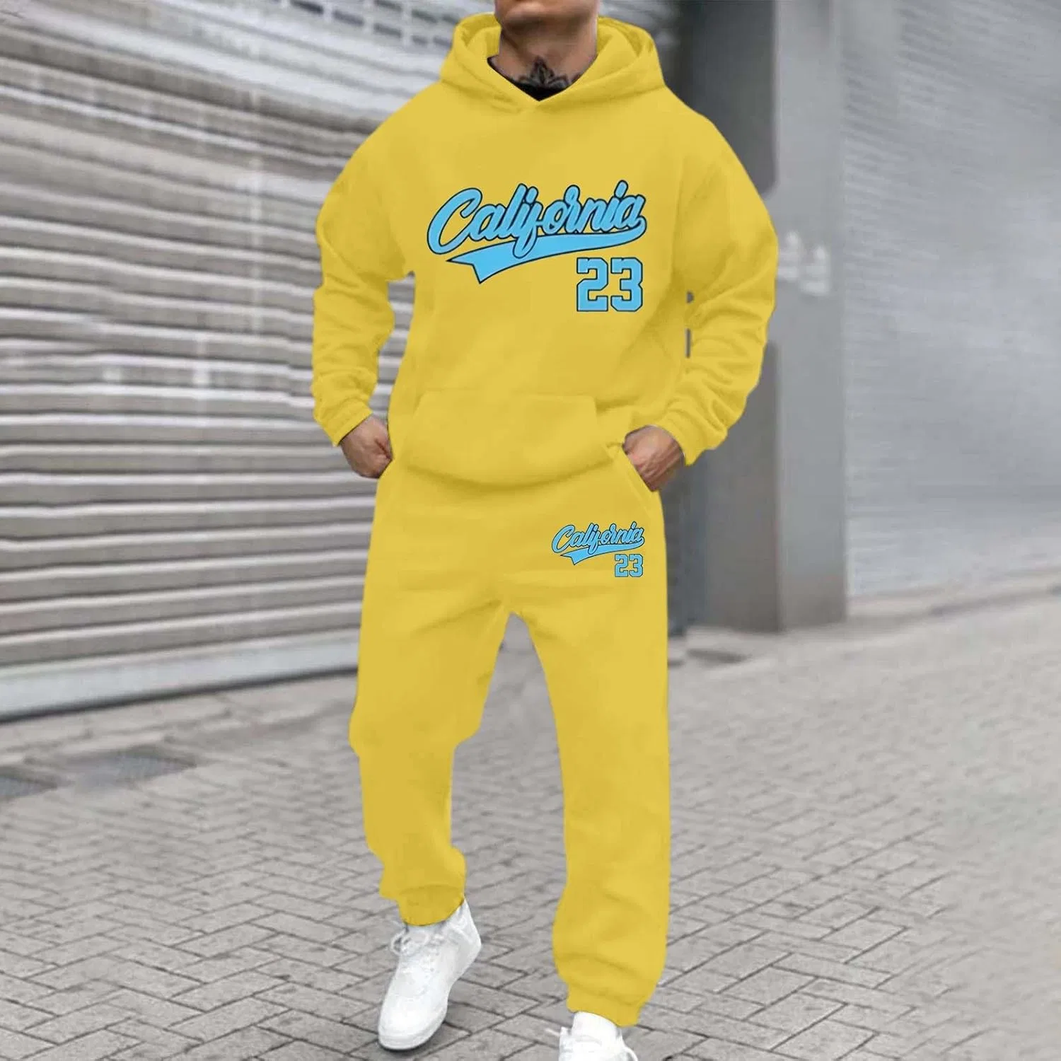Спортивный костюм из 2 предметов, мужской, A02-yellow
