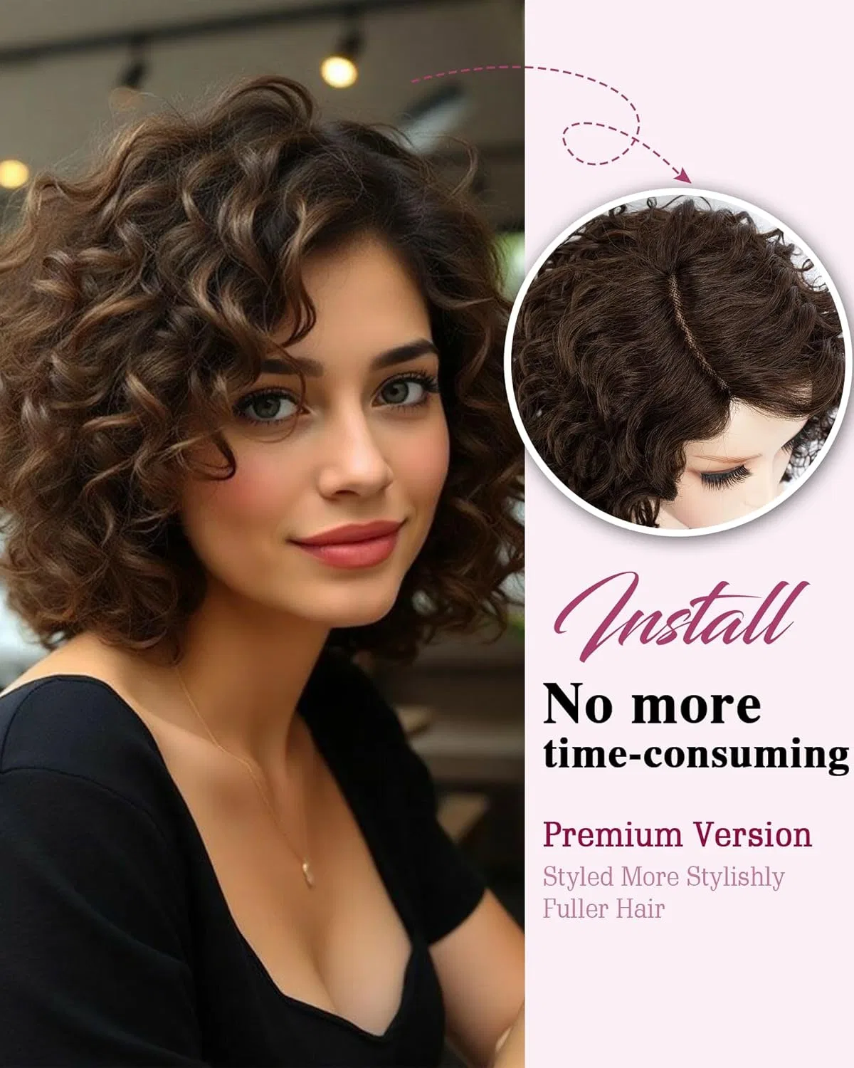 Женский короткий кудрявый парик-боб «Deep Wave Lace Front» 12 дюймов от FASHION IDOL Fashion Idol, Brown — фото 3