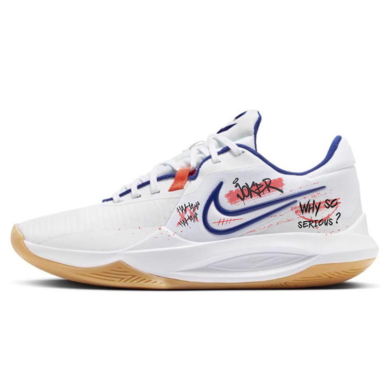 

Nike Баскетбольные кроссовки Precision 6 с амортизацией, противоскользящие и износостойкие, низкие, мужские, белые