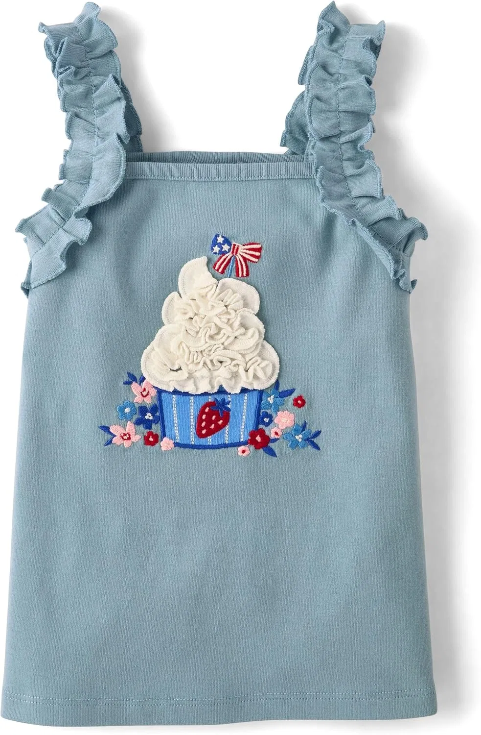 Топ без рукавов из рибаны Gymboree с вышивкой, Embroidered Cupcake