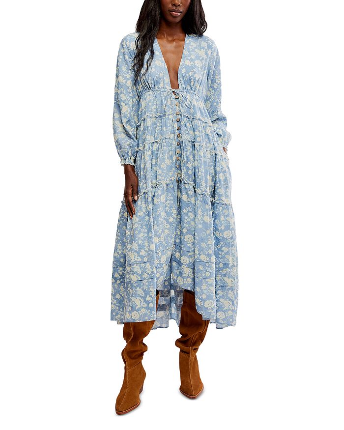 

Платье миди Pappiet с цветочным принтом Free People, синий