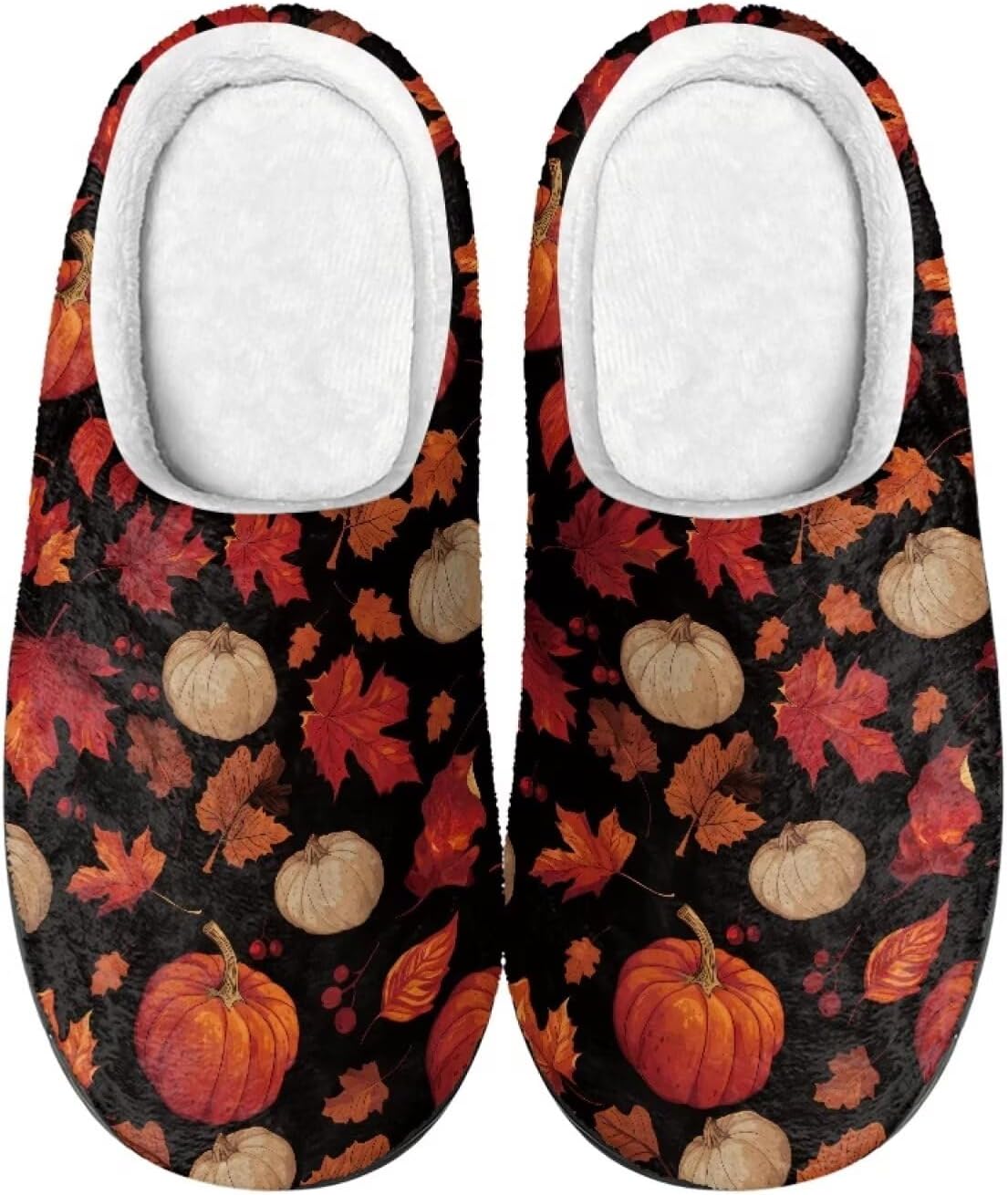 

Женские и мужские фланелевые тапочки Howilath, с принтом кленового листа, противоскользящие, теплые и дышащие, Pumpkin Maple Leaves