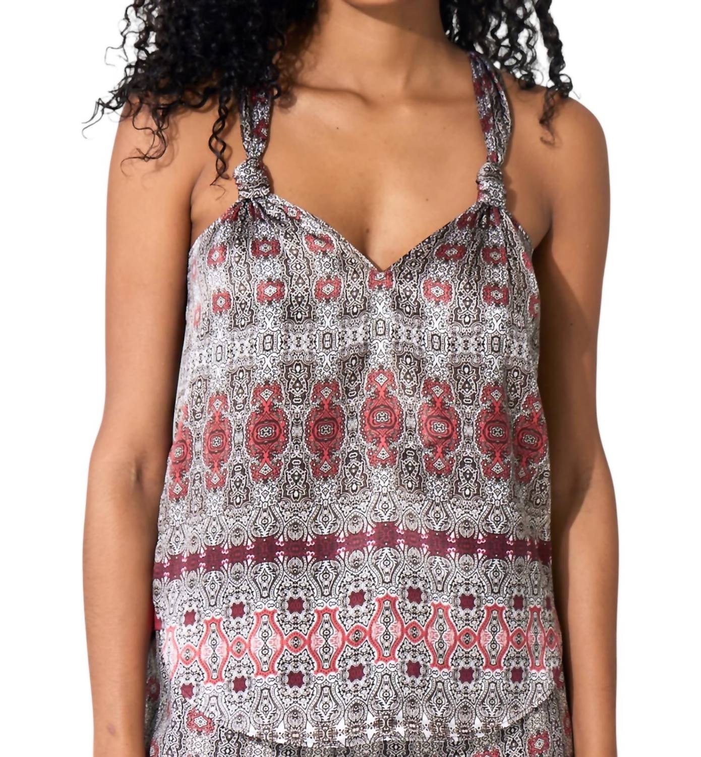 

Топ с завязанными узлами в марокканской мозаике Go by Go Silk, цвет moroccan mosaic