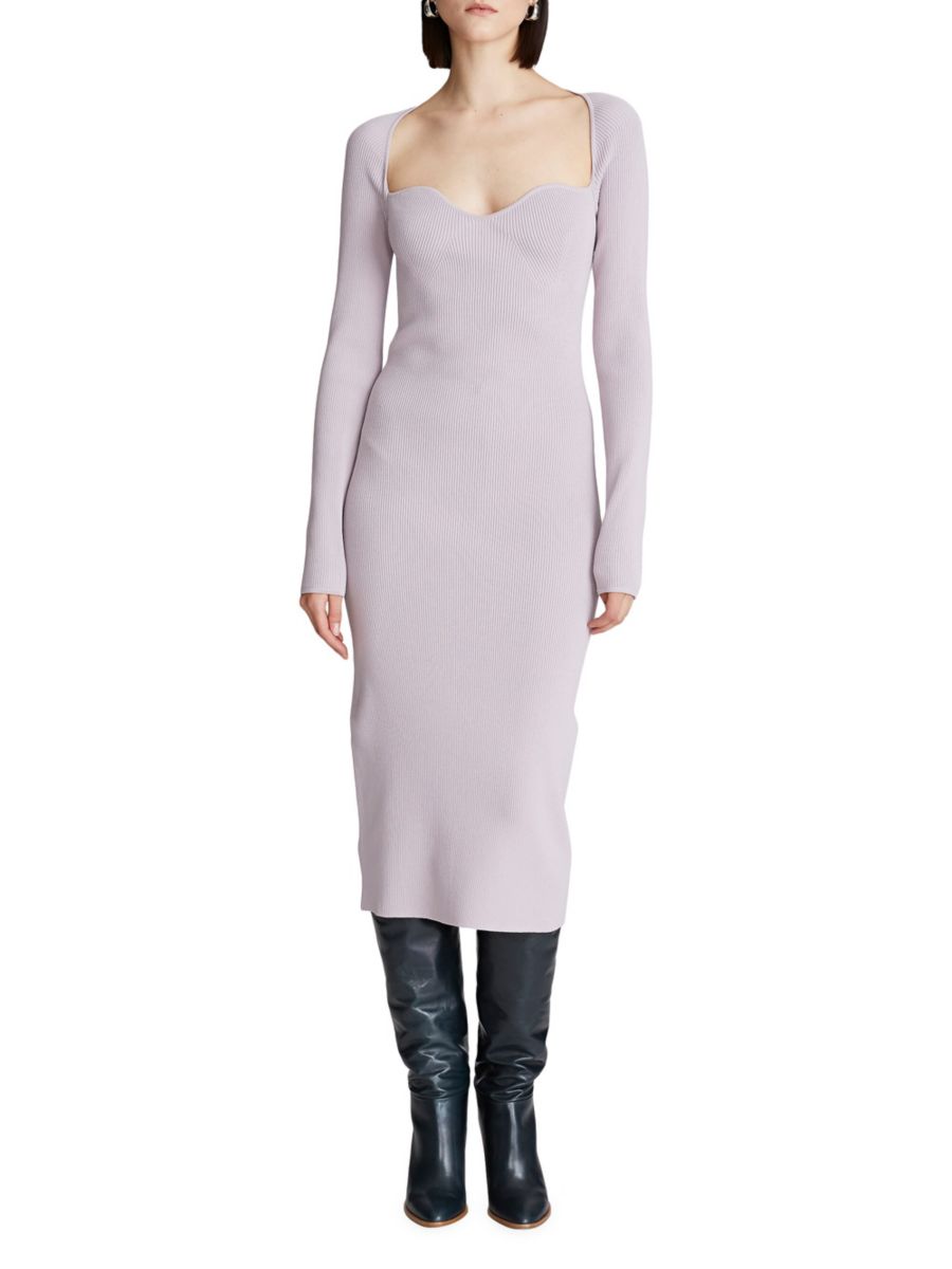 

Платье-миди Sawyer из трикотажа в рубчик Halston, цвет Light Plum