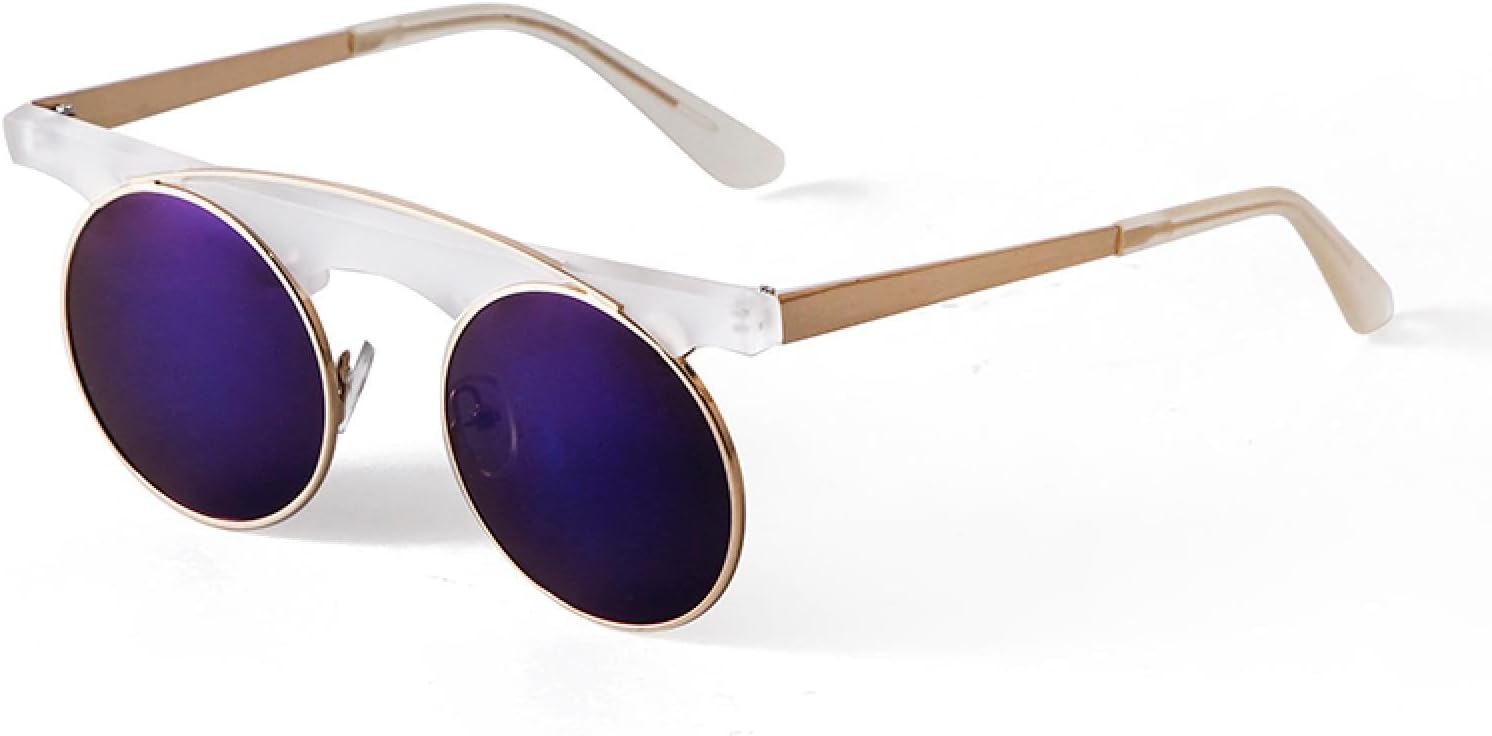 

Ретро-солнцезащитные очки в маленькой круглой оправе для женщин, модные, забавные, в стиле хип-хоп, коричневые, с зеркальными линзами, цельнометаллические WNCKSQ, C109 White