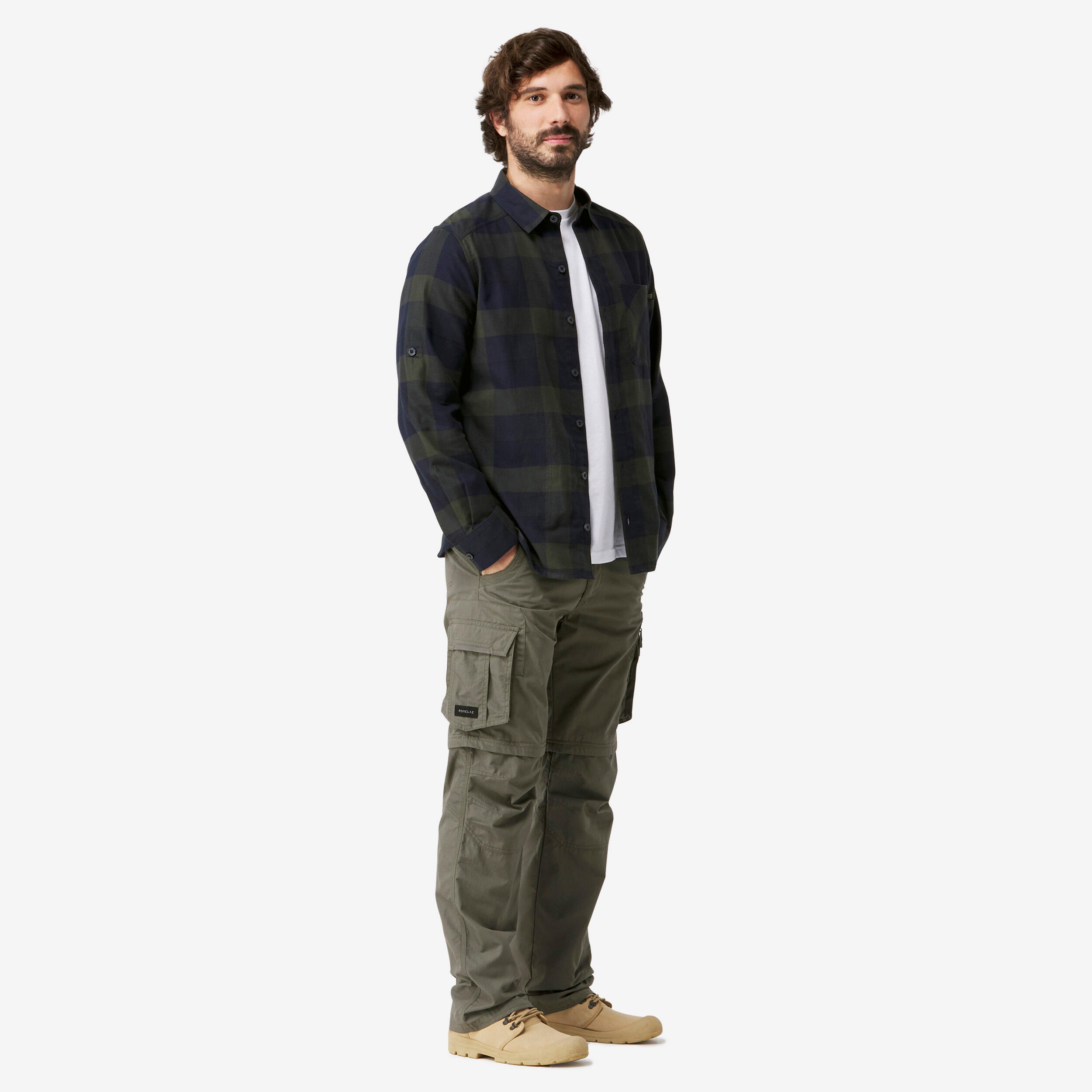 

Мужская утеплённая походная рубашка TRAVEL500 — зелёная