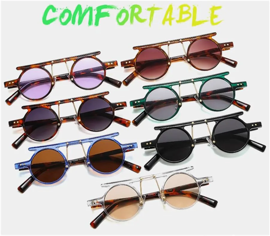 

Винтажные круглые солнцезащитные очки в стиле стимпанк для женщин, маленькая оправа, прозрачные солнцезащитные очки, хип-хоп, круглые HDUBFY, C10 Blue Clear