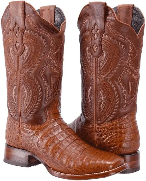 Мужские сапоги Rodeo Cartie из натуральной экзотической кожи каймана с квадратным носком - Shedron Generic