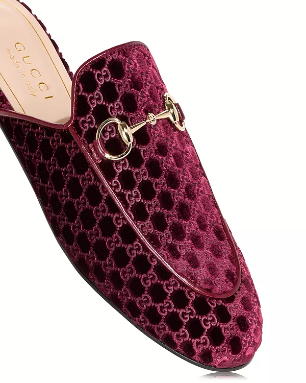 Женские мюли Princetown GG с пряжкой в виде конской уздечки Gucci, фиолетовый — фото 4