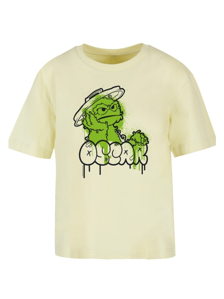 

Футболка F4NT4STIC Ladies Everyday Tee Sesamstraße Oscar Graffiti, цвет softyellow