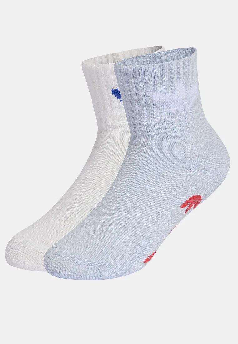 Носки детские нескользящие, 2 пары Adidas, белый/стальной
