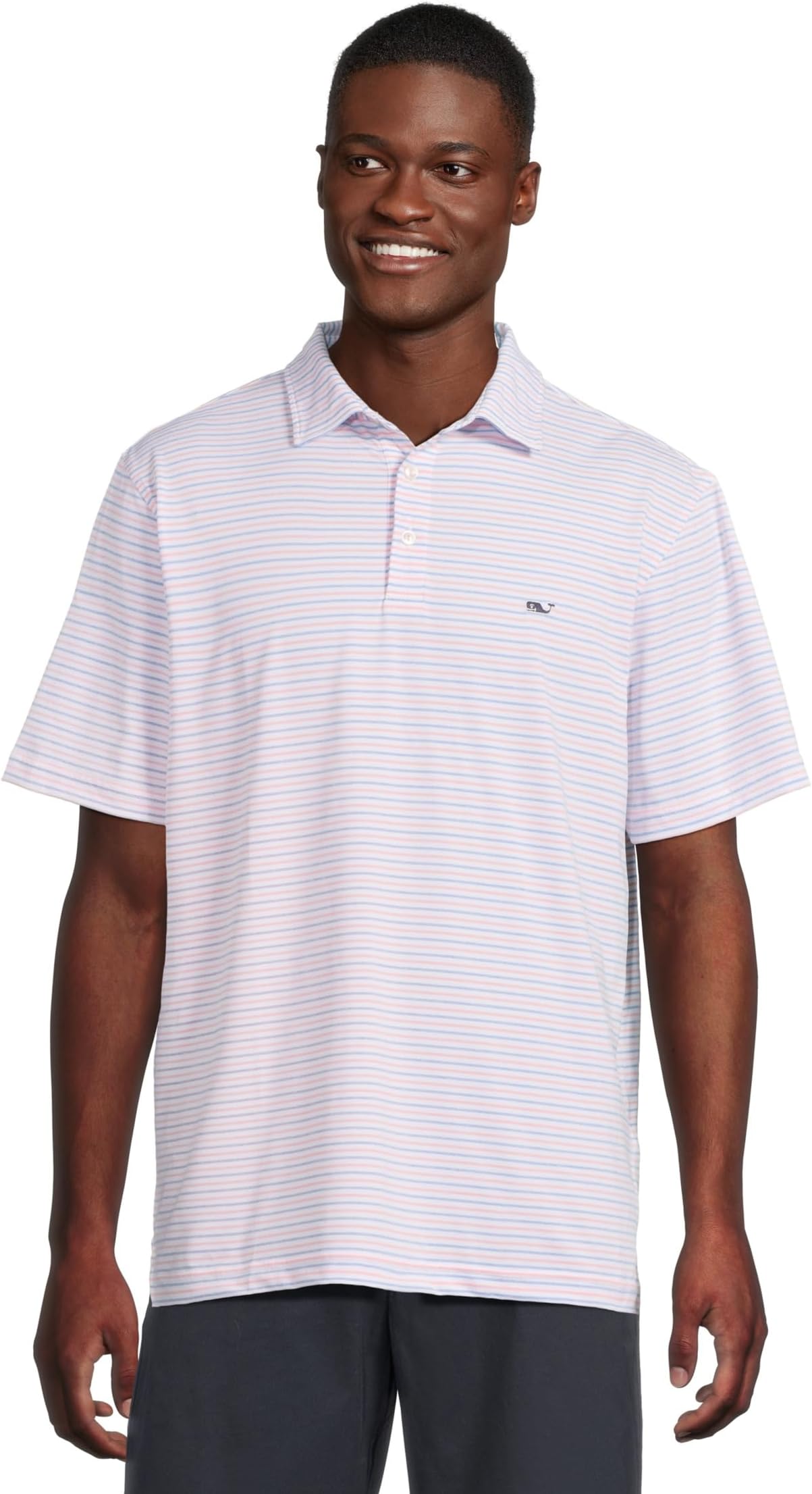 

Футболка Vineyard Vines Tri-Color Bradley Sankaty Polo, цвет White Cap/Ocean Breeze Cationic/Hibiscus Cationic