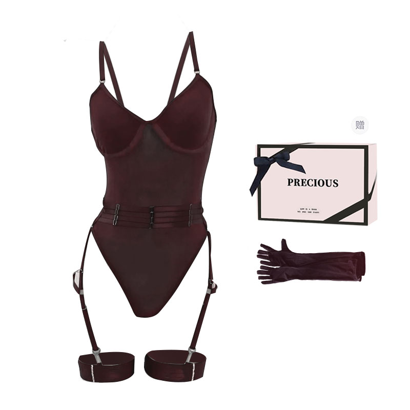 

Женский боди TLXT, Black[Jumpsuit+Corset Belt+Leg Rings+Gloves]+[Box]