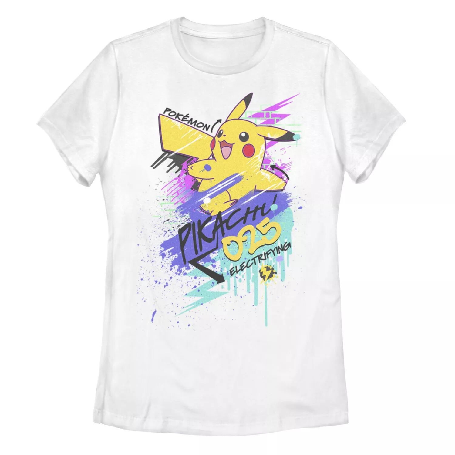 

Футболка с граффити и граффити для юниоров Покемон Неон Пикачу Pokemon