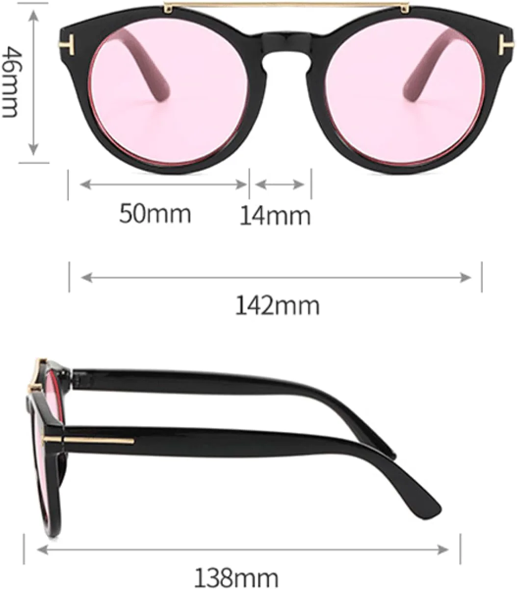 

Круглые солнцезащитные очки для мужчин и женщин, солнцезащитные очки с двойной перемычкой, панк-очки, очки с защитой от УФ-излучения UV400 DSVIGF, Black Grey