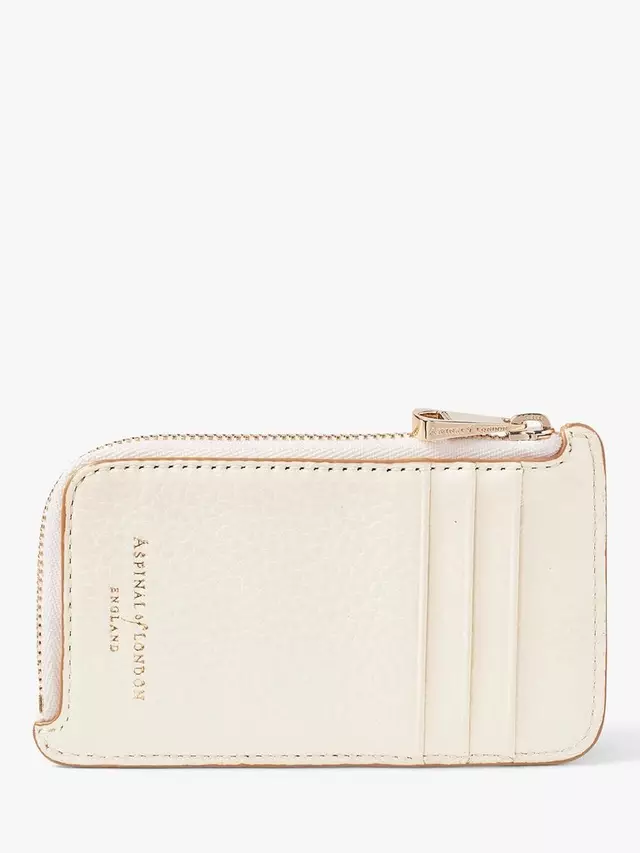 

Картхолдер Aspinal of London Pebble Leather Zipped Coin and, слоновая кость