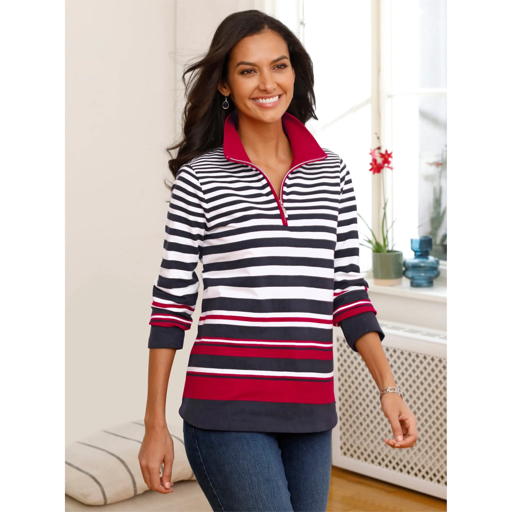 

Толстовка в стиле casual Casual Looks, цвет Marine-Rot-Gestreift