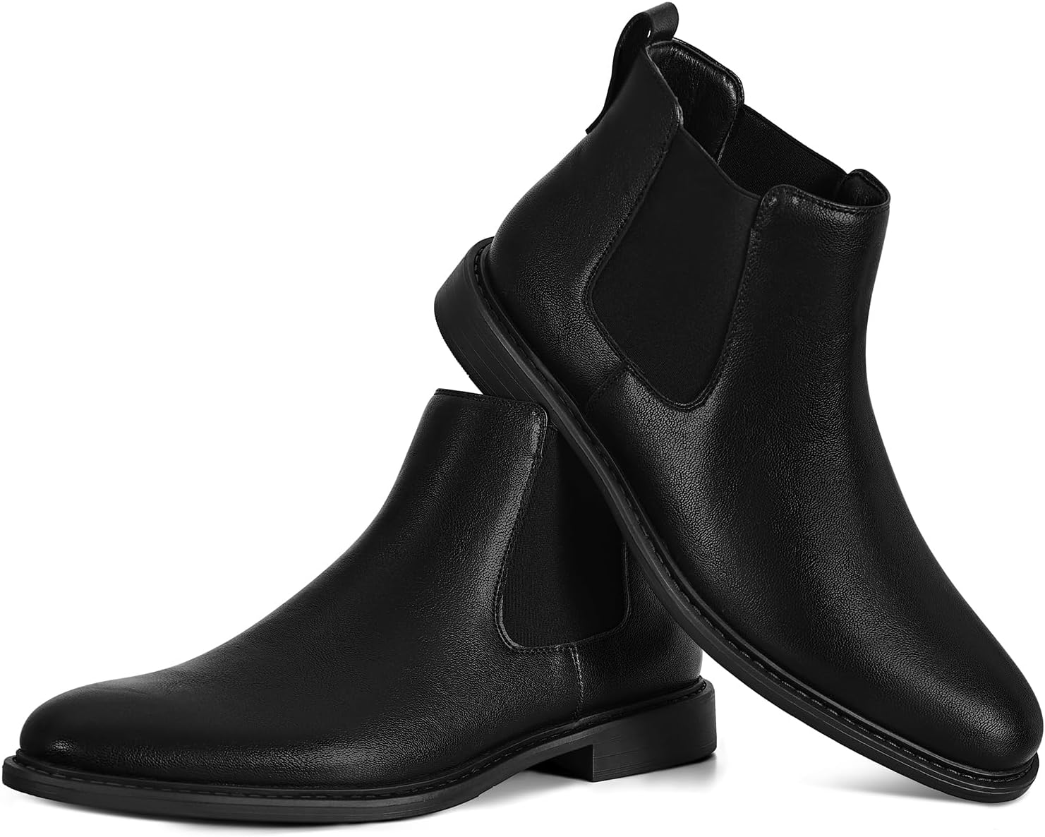 

Мужские черные ботинки челси - классические ботинки из искусственной кожи с эластичными вставками по бокам - удобные ботинки на низком каблуке Roknemo