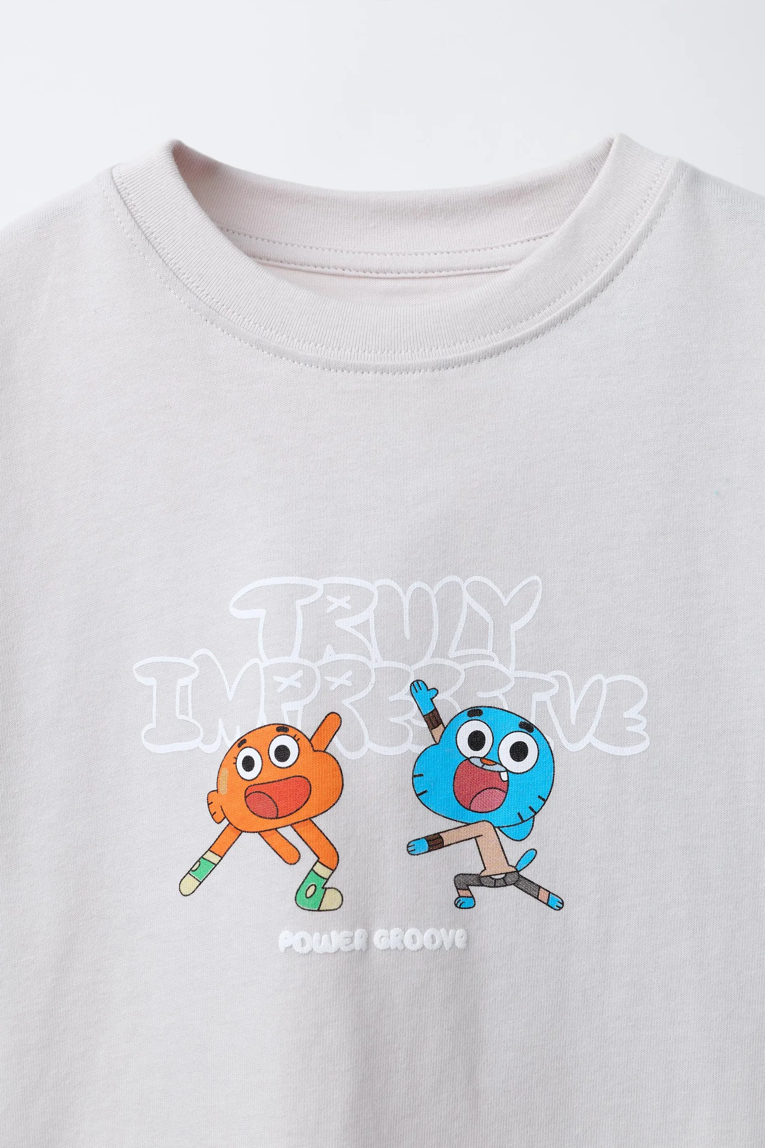 Футболка с принтом gumball cartoon network Zara, жемчужно-серый — фото 3