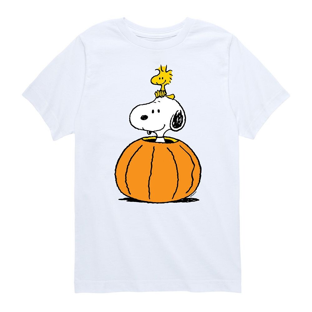 

Футболка Peanuts Snoopy Woodstock с рисунком тыквы для мальчиков 8–20 лет Licensed Character, белый