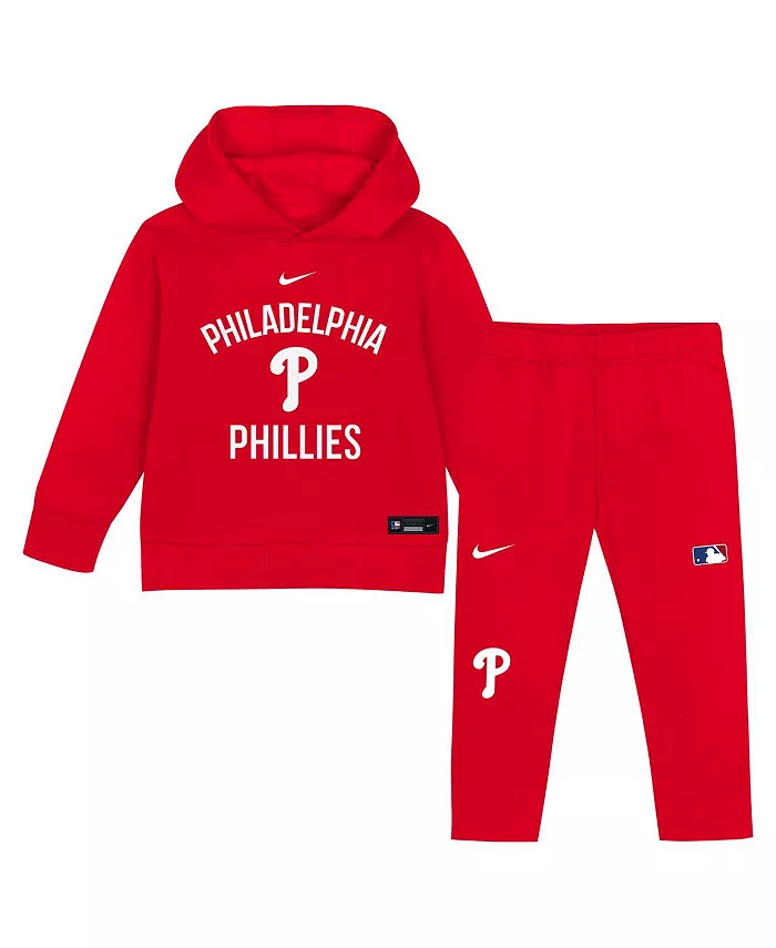 

Комплект из двух предметов для малышей: флисовый свитер с капюшоном и спортивные штаны Philadelphia Phillies Club красного цвета Nike