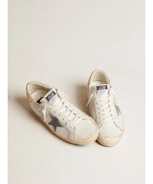 Мужские кроссовки Golden Goose Super-Star из кожи и замши серебристые