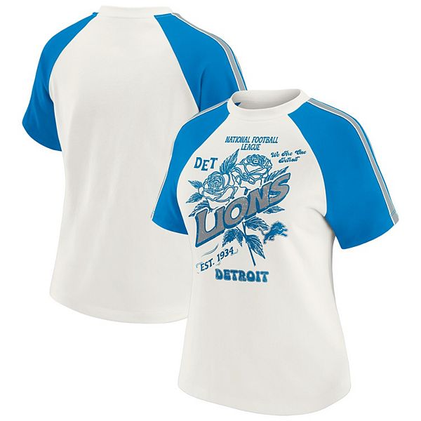 

Женская белая футболка raglan Detroit Lions с рукавами в полоску и эффектом потертости Wear By Erin Andrews, Белый, Женская белая футболка raglan Detroit Lions с рукавами в полоску и эффектом потертости Wear By Erin Andrews