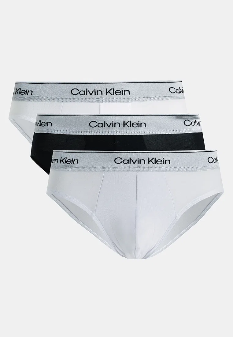 Трусы, хлопок с эластаном, металлик, набор 3 шт., Icon Calvin Klein, мультиколор