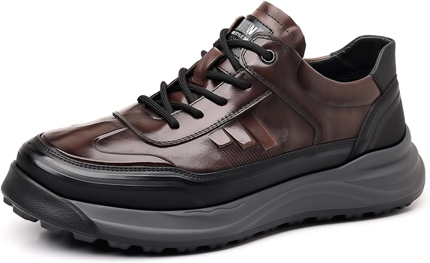 

Мужские кроссовки EGGDK из натуральной кожи с платформой, модные, удобные, с круглым носком, шнуровкой, противоскользящие, для повседневной ходьбы, коричневый