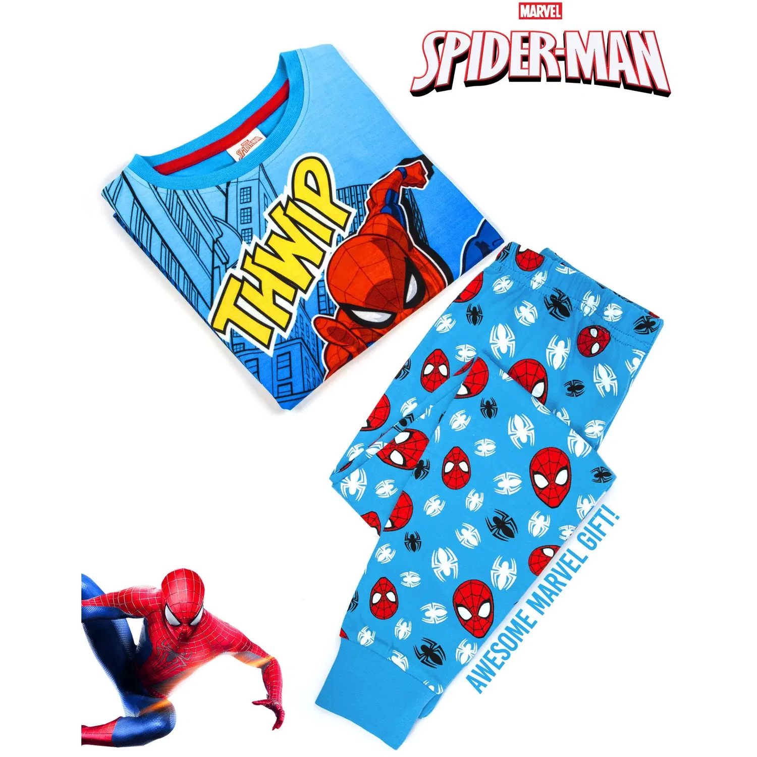 Пижама с коротким рукавом и длинными штанинами Marvel Spider-Man, синий — фото 3