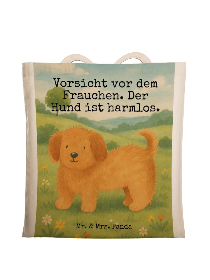 

Mr. & Mrs. Panda Сумка-шоппер с изображением собаки, мягкая, с надписью, белая