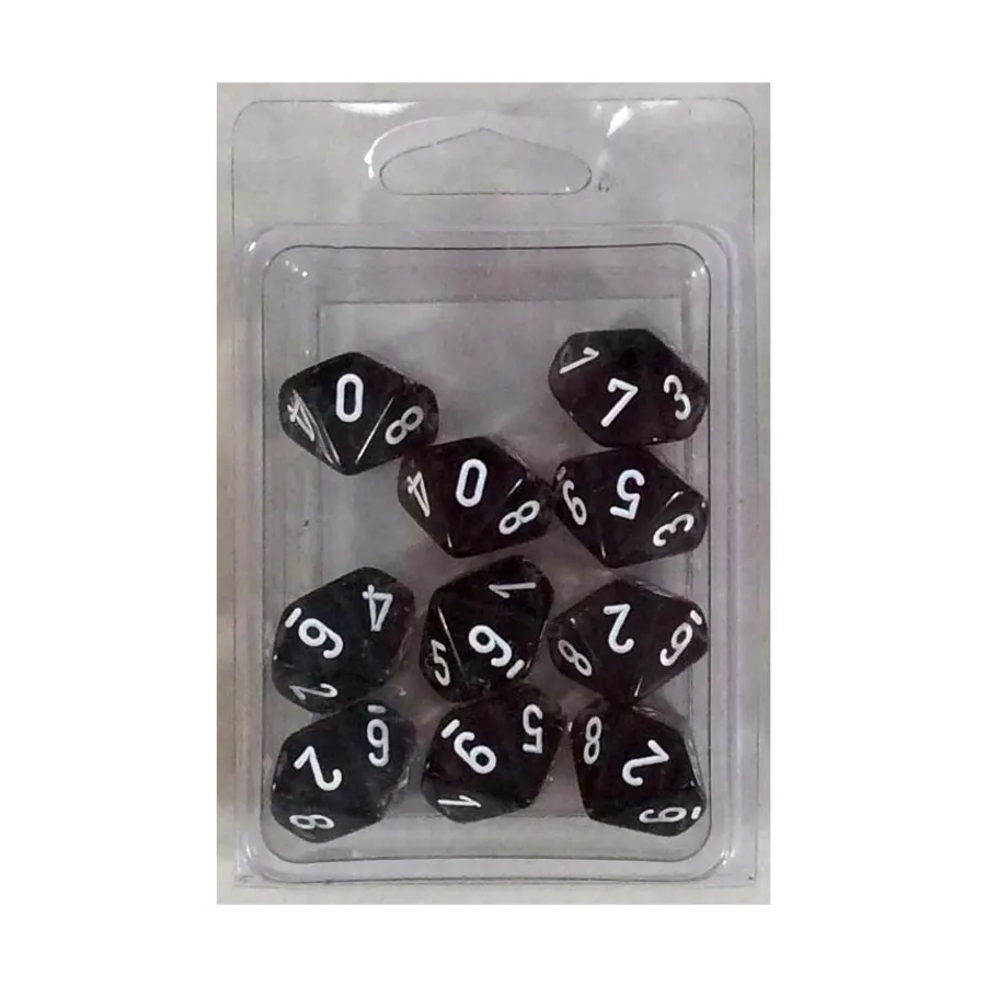 

d10 Дымчатый с белым (10), Dice - Translucent - d12 & d10 & d20 (Chessex)