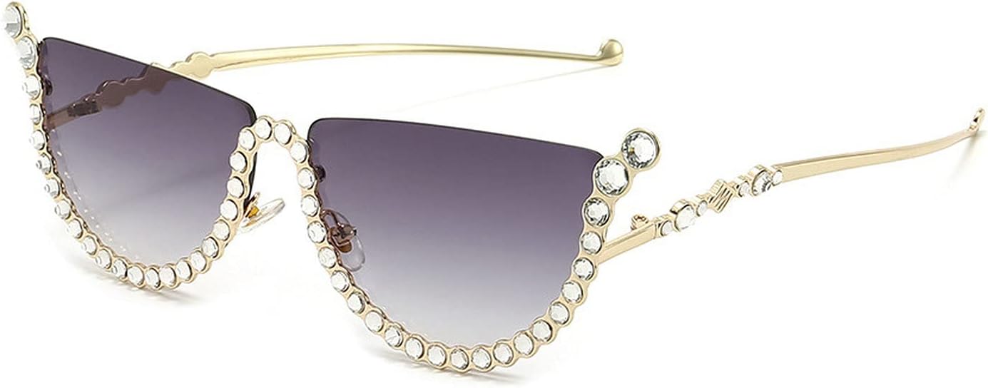 

Солнцезащитные очки COTIA «Кошачий глаз» с бриллиантами, женские, уникальные, со стразами, полуободковые, с градиентным переходом цвета, модные очки в полуоправе, Gray