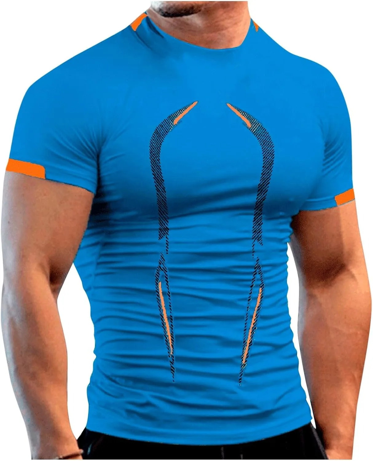 

WENKOMG1 мужская футболка Performance с коротким рукавом для тренировок, бега и спортзала, M-6XL