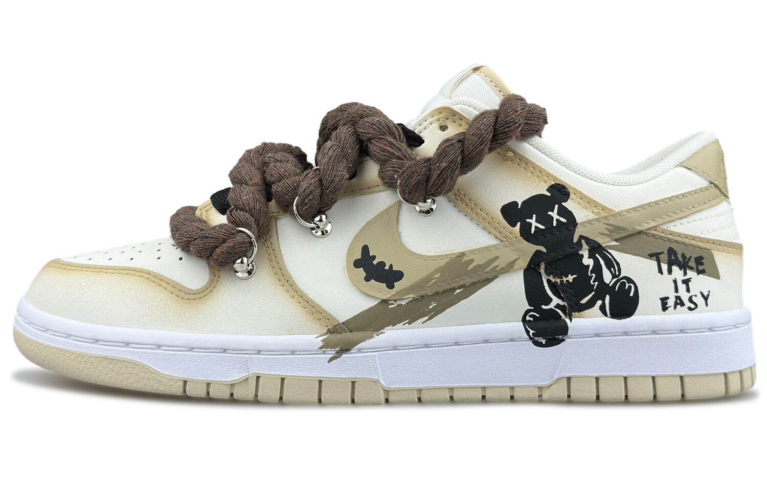 

Кроссовки Nike Dunk Skateboarding Shoes Men Low-top Brown/beige/black, коричневый